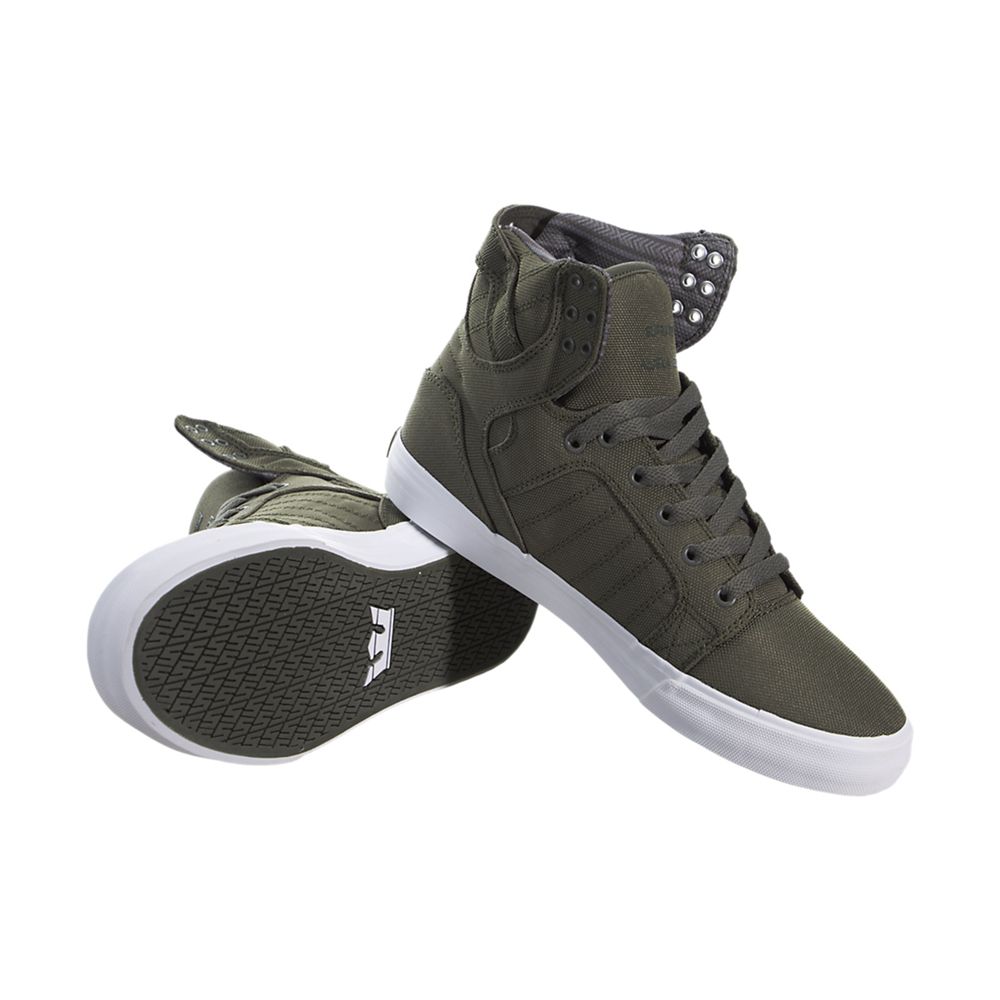 Baskets Montantes Supra SkyTop Vert Dusty Olive/White Homme | YFE-84016668